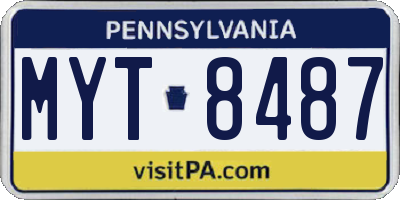 PA license plate MYT8487