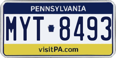 PA license plate MYT8493