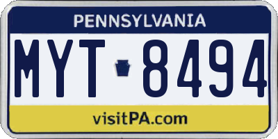 PA license plate MYT8494