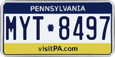PA license plate MYT8497