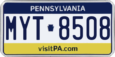 PA license plate MYT8508