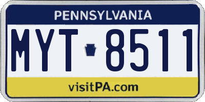 PA license plate MYT8511