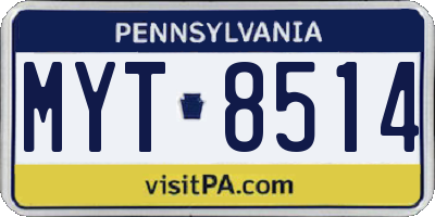 PA license plate MYT8514