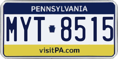 PA license plate MYT8515