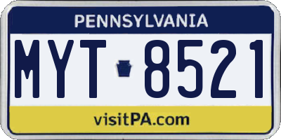PA license plate MYT8521