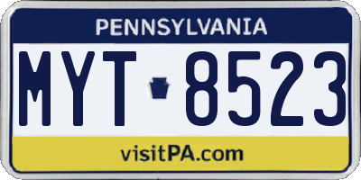 PA license plate MYT8523