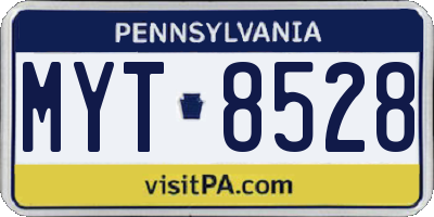 PA license plate MYT8528