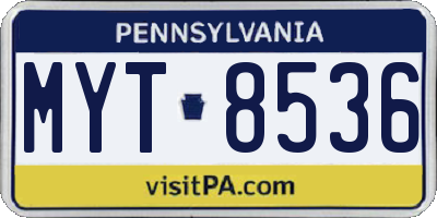 PA license plate MYT8536