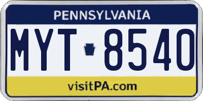 PA license plate MYT8540