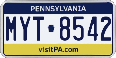 PA license plate MYT8542