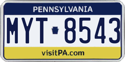 PA license plate MYT8543