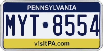 PA license plate MYT8554