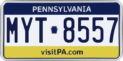 PA license plate MYT8557