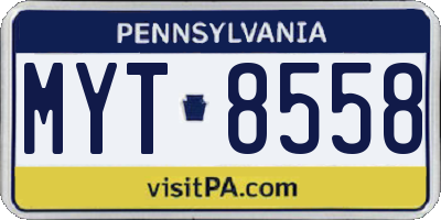 PA license plate MYT8558