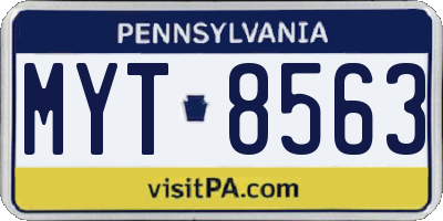 PA license plate MYT8563