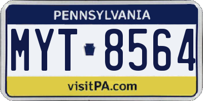 PA license plate MYT8564