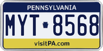 PA license plate MYT8568