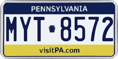 PA license plate MYT8572