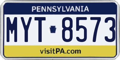 PA license plate MYT8573
