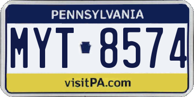 PA license plate MYT8574