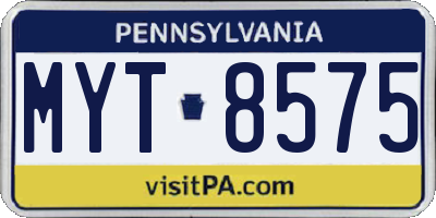PA license plate MYT8575