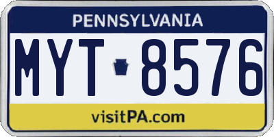 PA license plate MYT8576