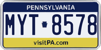 PA license plate MYT8578
