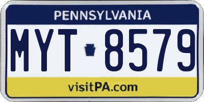 PA license plate MYT8579
