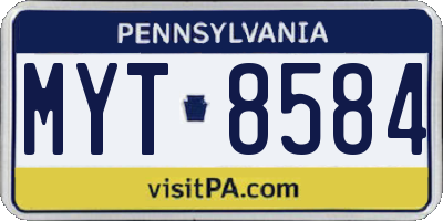PA license plate MYT8584