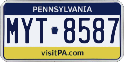 PA license plate MYT8587
