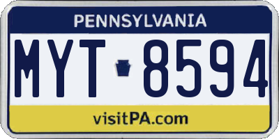 PA license plate MYT8594