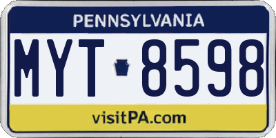 PA license plate MYT8598
