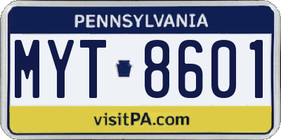 PA license plate MYT8601
