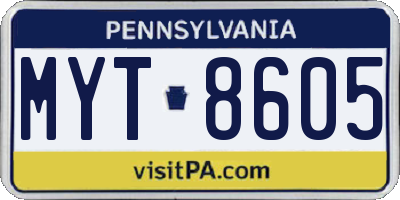 PA license plate MYT8605
