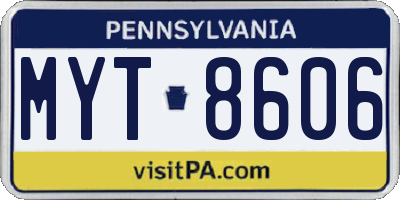 PA license plate MYT8606