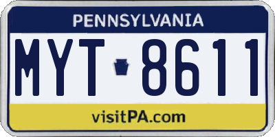 PA license plate MYT8611