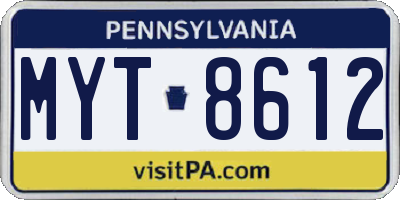 PA license plate MYT8612
