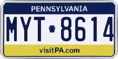 PA license plate MYT8614