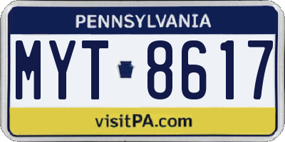 PA license plate MYT8617