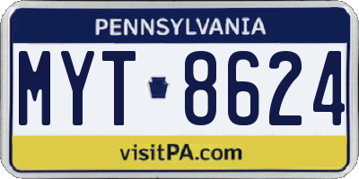 PA license plate MYT8624