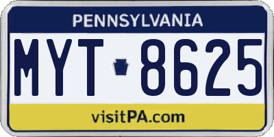 PA license plate MYT8625