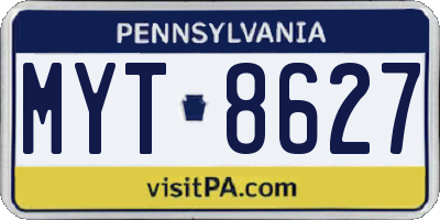 PA license plate MYT8627