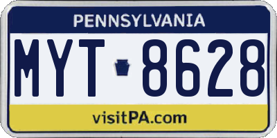 PA license plate MYT8628