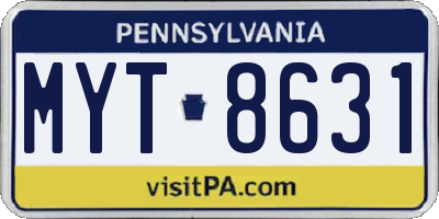PA license plate MYT8631