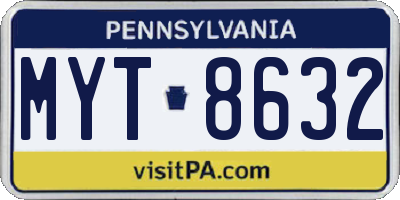 PA license plate MYT8632