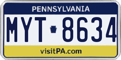 PA license plate MYT8634