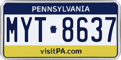 PA license plate MYT8637