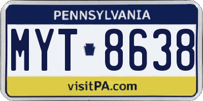 PA license plate MYT8638