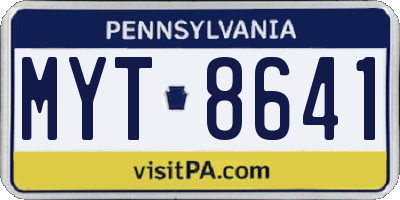 PA license plate MYT8641