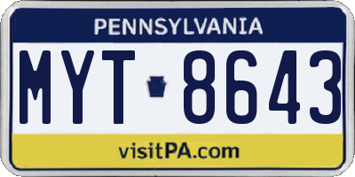 PA license plate MYT8643